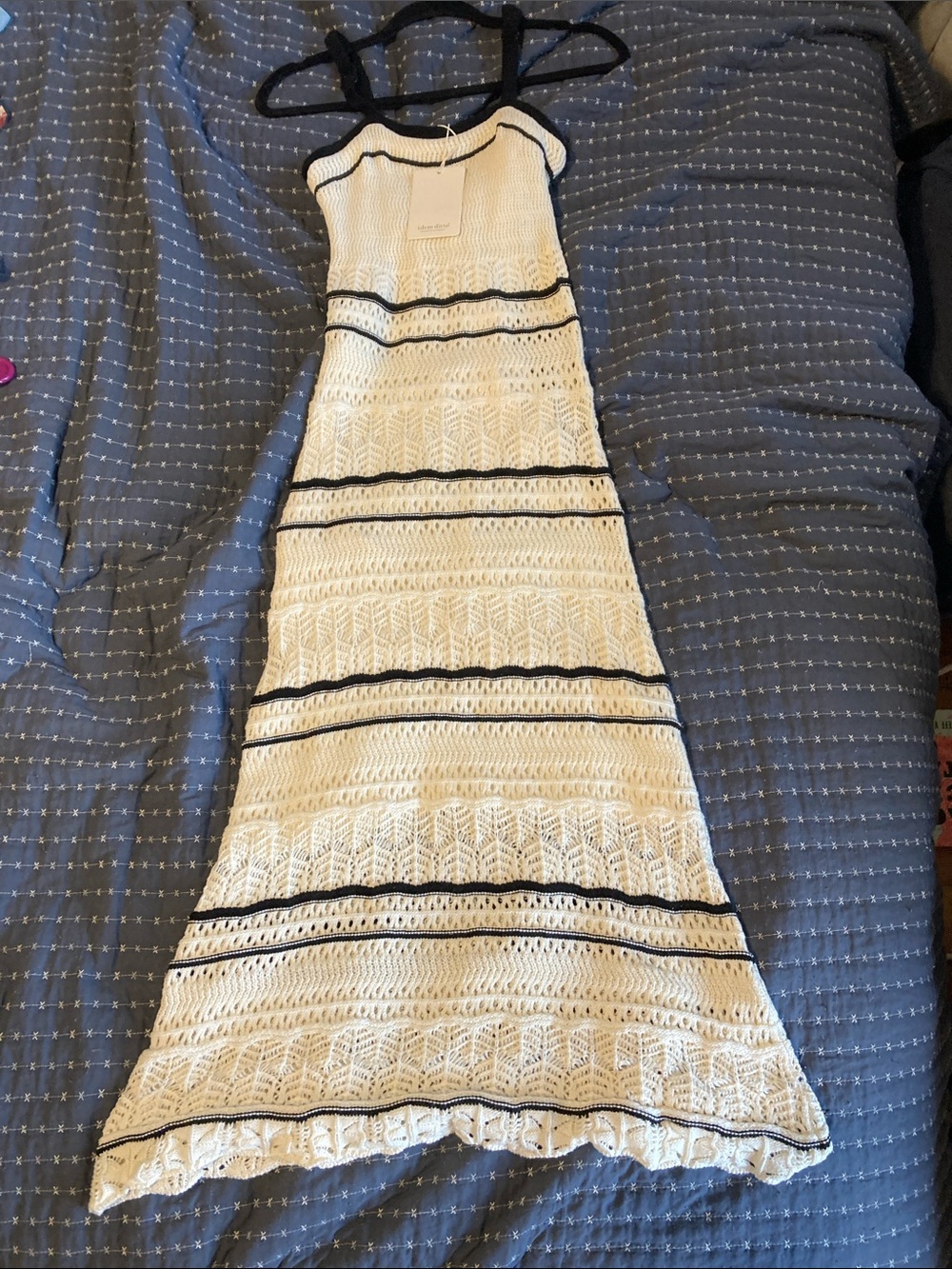 IDEM DITTO Crochet Maxi Dress White and Black NWT